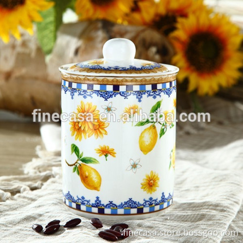 800CC Elegant New Bone China Ceramic Sunflower Canister set                
                                    Quality Assured